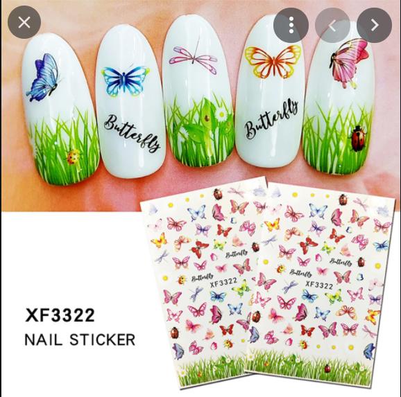 Nail Sticker Mẫu Hoa Lá Cành Lông Vũmới Dán Móng Tay 3D Flower Xf3322