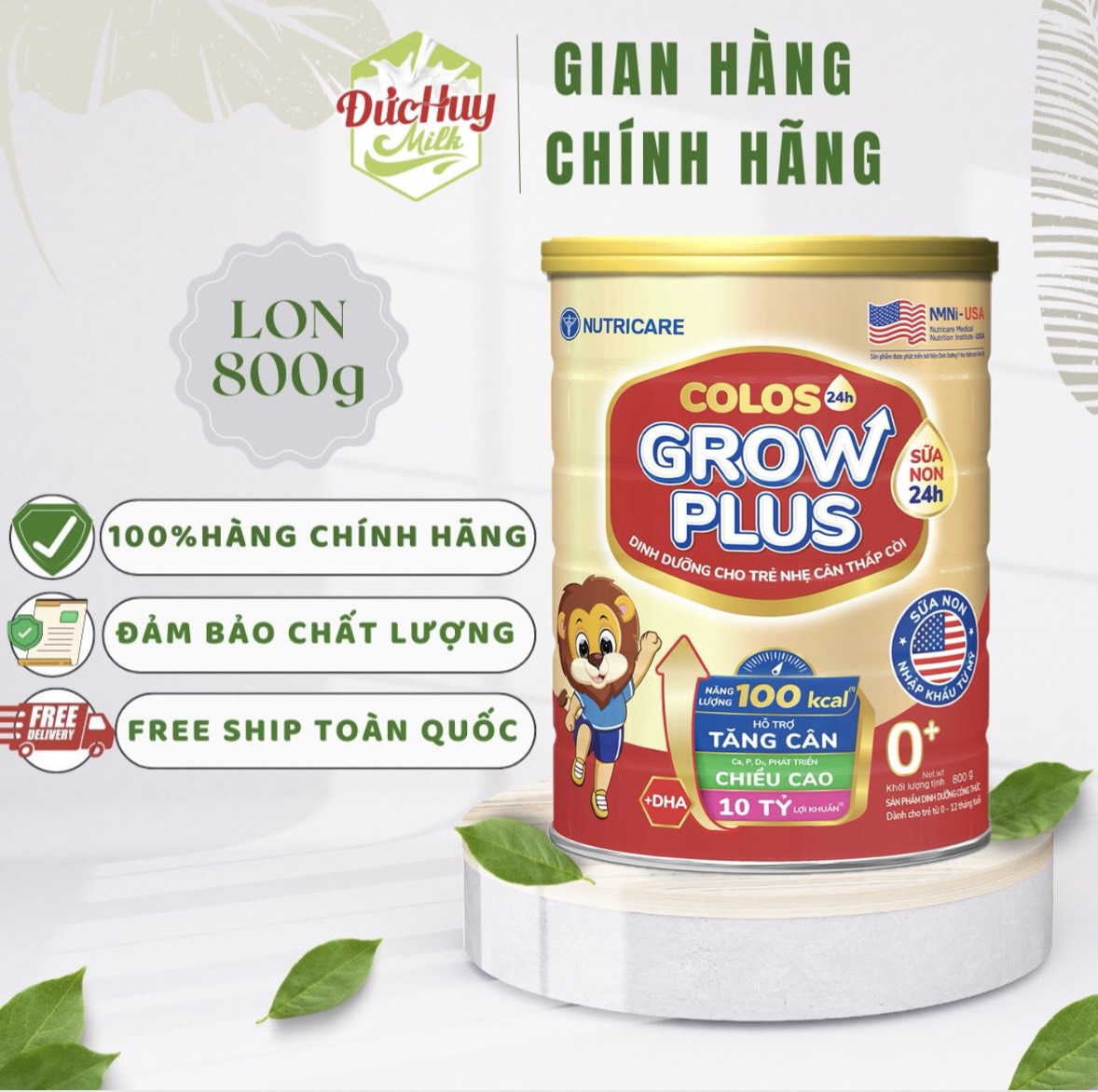 Sữa bột Nutricare Colos Grow Plus Tăng cân và chiều cao cho trẻ 0+/1+/2+800g