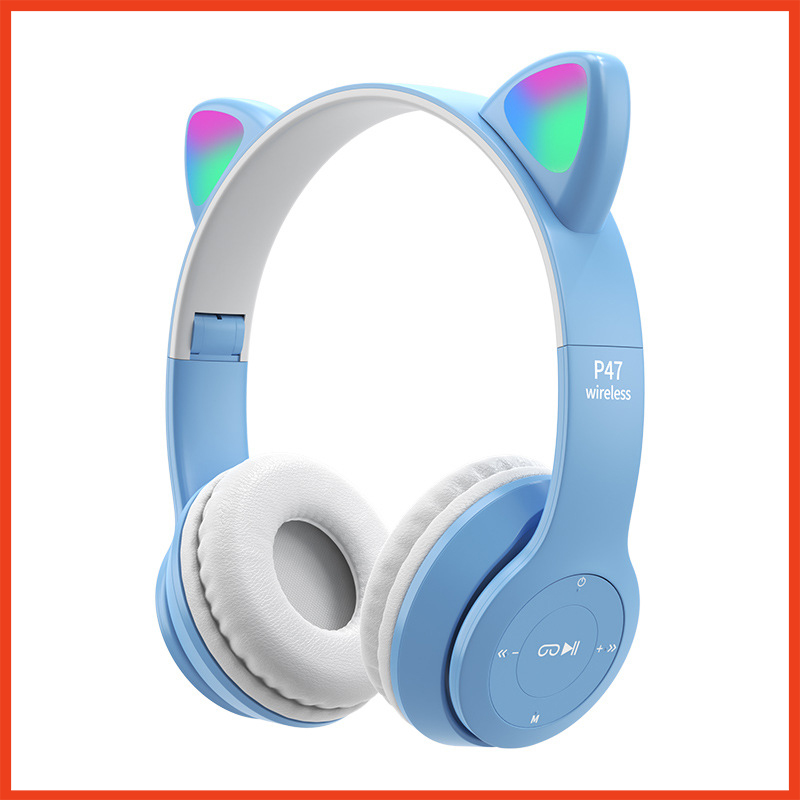 Tai Nghe mèo Bluetooth P47-M Chụp tai có Mic Headphone không dây Dễ Thương tai mèo nghe nhạc chơi ga