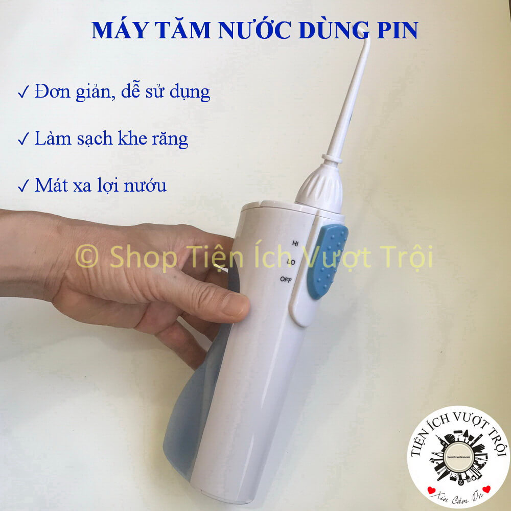 Máy Tăm Nước Dùng Pin Đơn Giản Gọn Nhẹ Dễ Sử Dụng Làm Sạch Khe Răng Và Massage Lợi Nướu Phòng Ngừa Cao Răng - Tiện Ích Vượt Trội