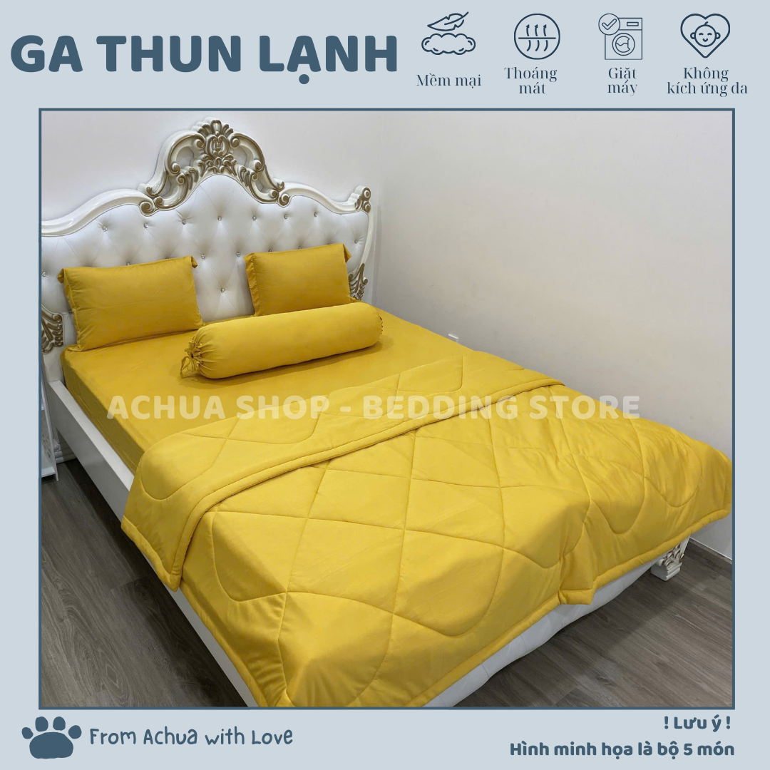 FREESHIP - Bộ Ga Giường Thun Lạnh 4 Món ACHUASHOP - Chăn Mền Lẻ - Vỏ Gối Lẻ - Bộ Ga Trải Giường Ga N