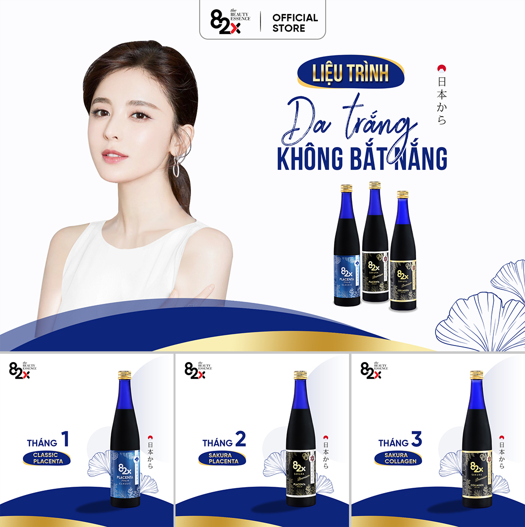 Da Trắng Không Bắt Nắng Combo 3 Chai: Placenta + Sakura Placenta + Sakura Collagen Nước Uống Đẹp Da Từ Nhật Bản Số 1 Vn