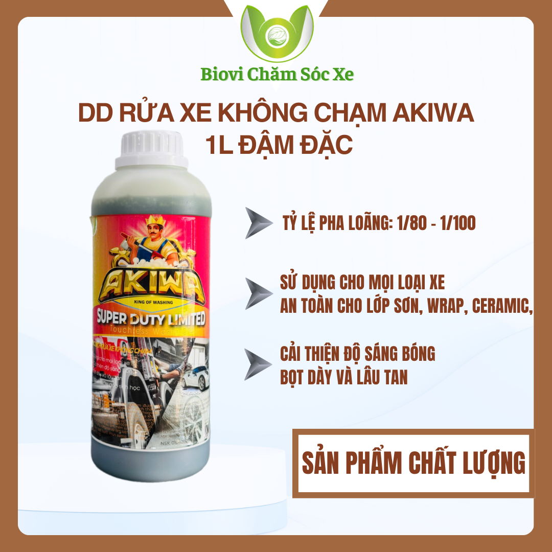 Dung dịch rửa xe không chạm AKIWA - 1 lít cô đặc (tỷ lệ 1:80-1:100) dùng cho tất cả các dòng xe