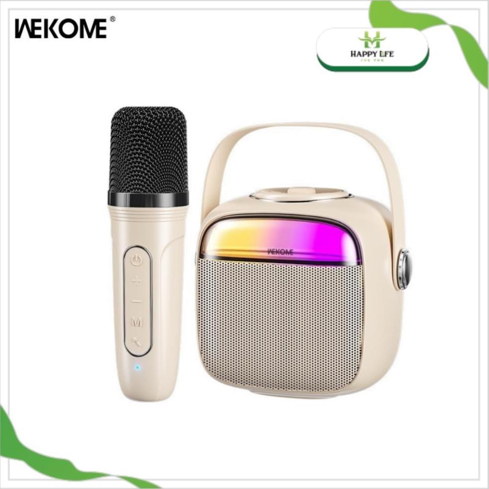 Loa bluetooth mini karaoke WEKOME D43 loa mini có mic nhỏ gọn đèn LED âm thanh sống động không dây - Happy Life 4U