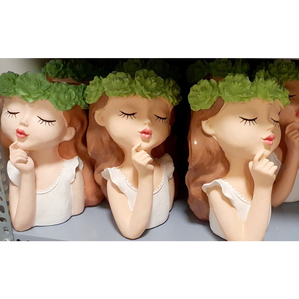 QUÀ TẶNG 20-11 Bình hoa trang trí lọ hoa decor hình cô gái cắm hoa babi khô hoa tulip