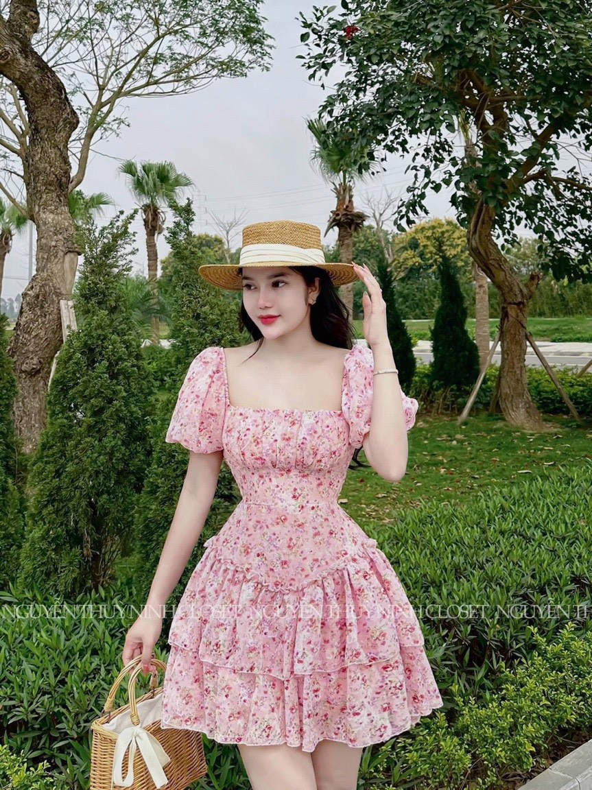 Váy vintage nữ tay dài dáng ngắn hoa nhí, Đầm hoa nhí ulzzang chất voan Hàn  Quốc - Roxie | Shopee Việt Nam