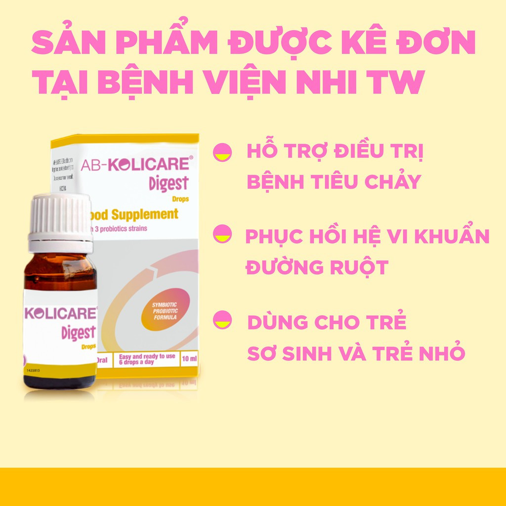 [Đại Diện Hãng Tại Vn] Ab - Kolicare Digest: Men Vi Sinh Cho Trẻ Tiêu Chảy Do Dùng Kháng Sinh Rota Virus...