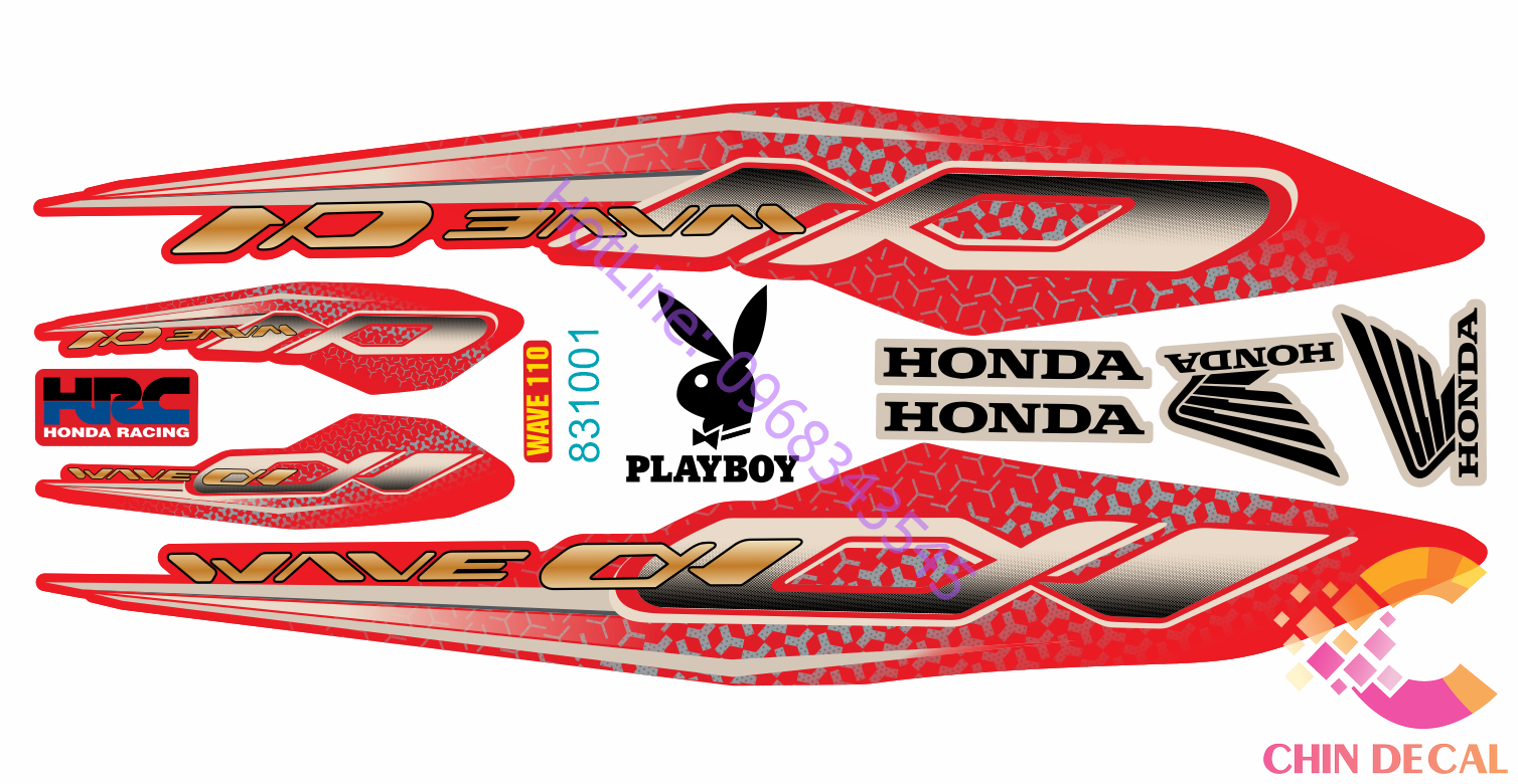 Tem rời WAVE ALPHA 110 Nhiều lựa chọn màu Mẫu 2019 ( Tem 3 lớp chống nước chống bay màu 831001)