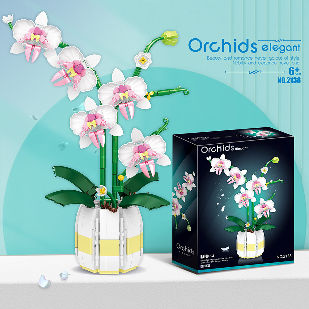 Orchid Bộ Đồ Chơi Lắp Ráp Mô Hình Cây Hoa Lan Lãng Mạn Cho Bé Gái