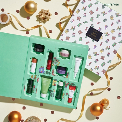 Bộ Kit Innisfree Dưỡng Da Phiên Bản Giáng Sinh Green Holidays 10 Days Of Holiday Cheer 10 Sản Phẩm