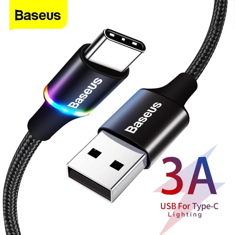 BASEUS Dây sạc nhanh USB type C tốc độ truyền dữ liệu 480Mbps dành cho Samsung S21 S20 S10 chiều dài 50cm 100cm 200cm