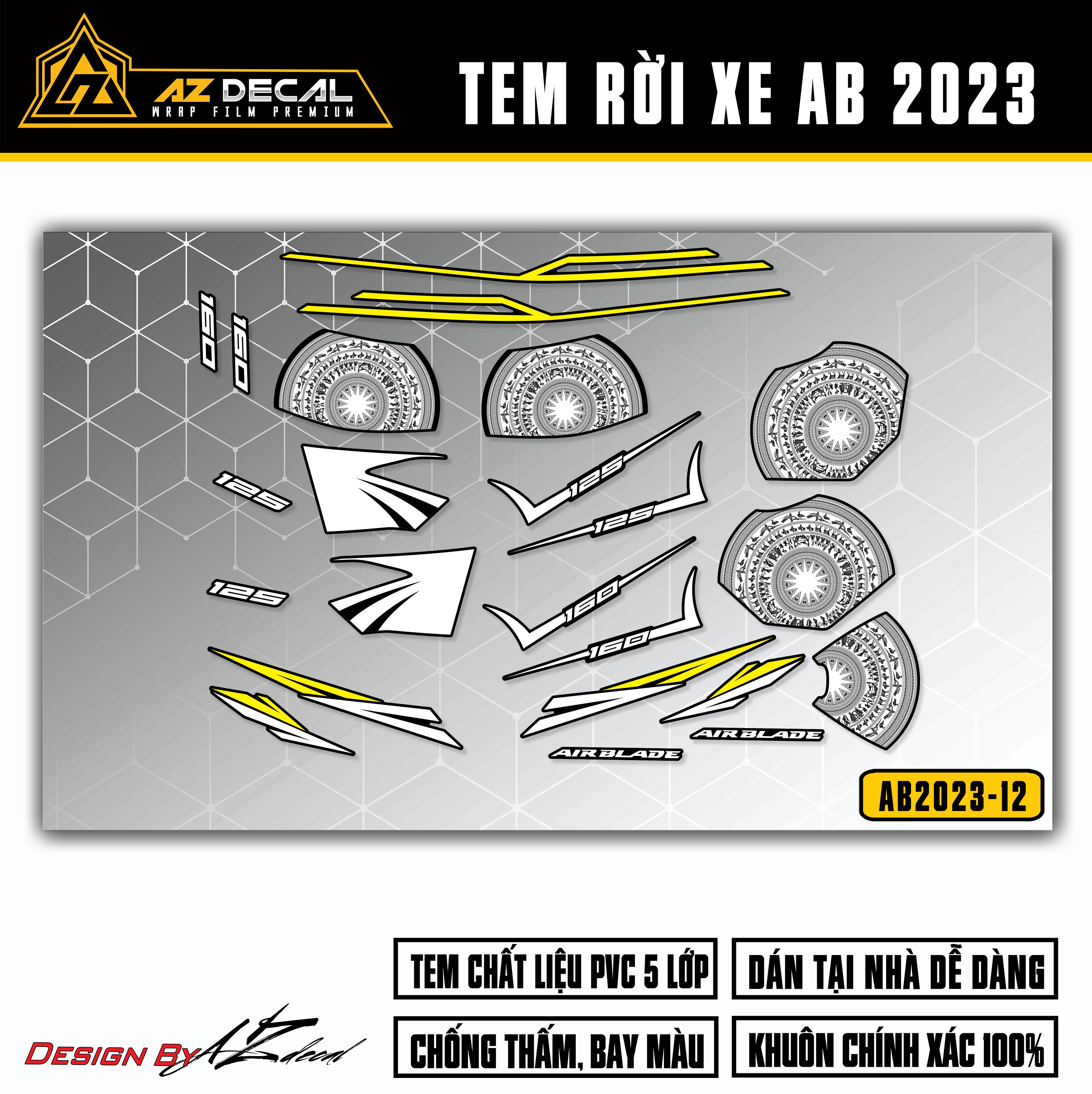 Tem AirBlade 2023 Thiết Kế Trống Đồng Phá Cách | AB2023-12 | Team Decal Hình Dán Xe Máy AB Air Blade