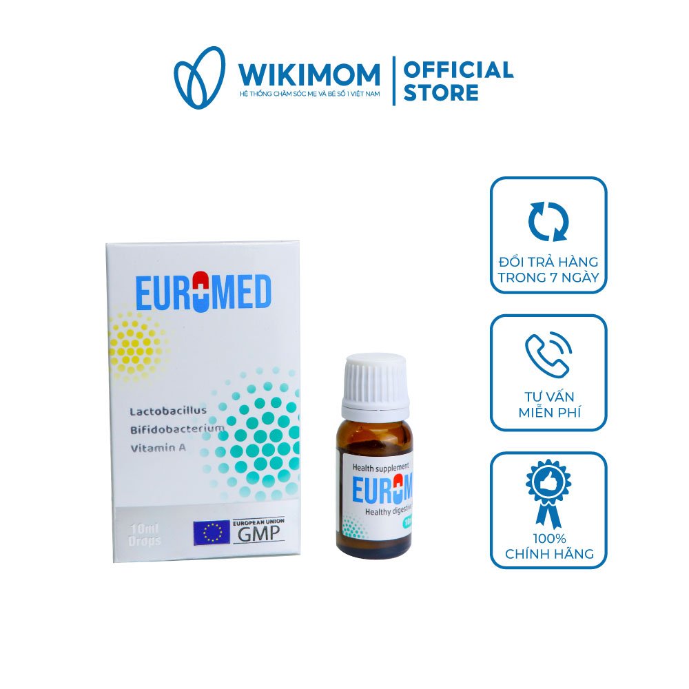 Men Vi Sinh EuroMed 10ml - Bổ sung Vitamin A, lợi khuẩn cho đường ruột, giảm các chứng rồi loạn tiêu hóa