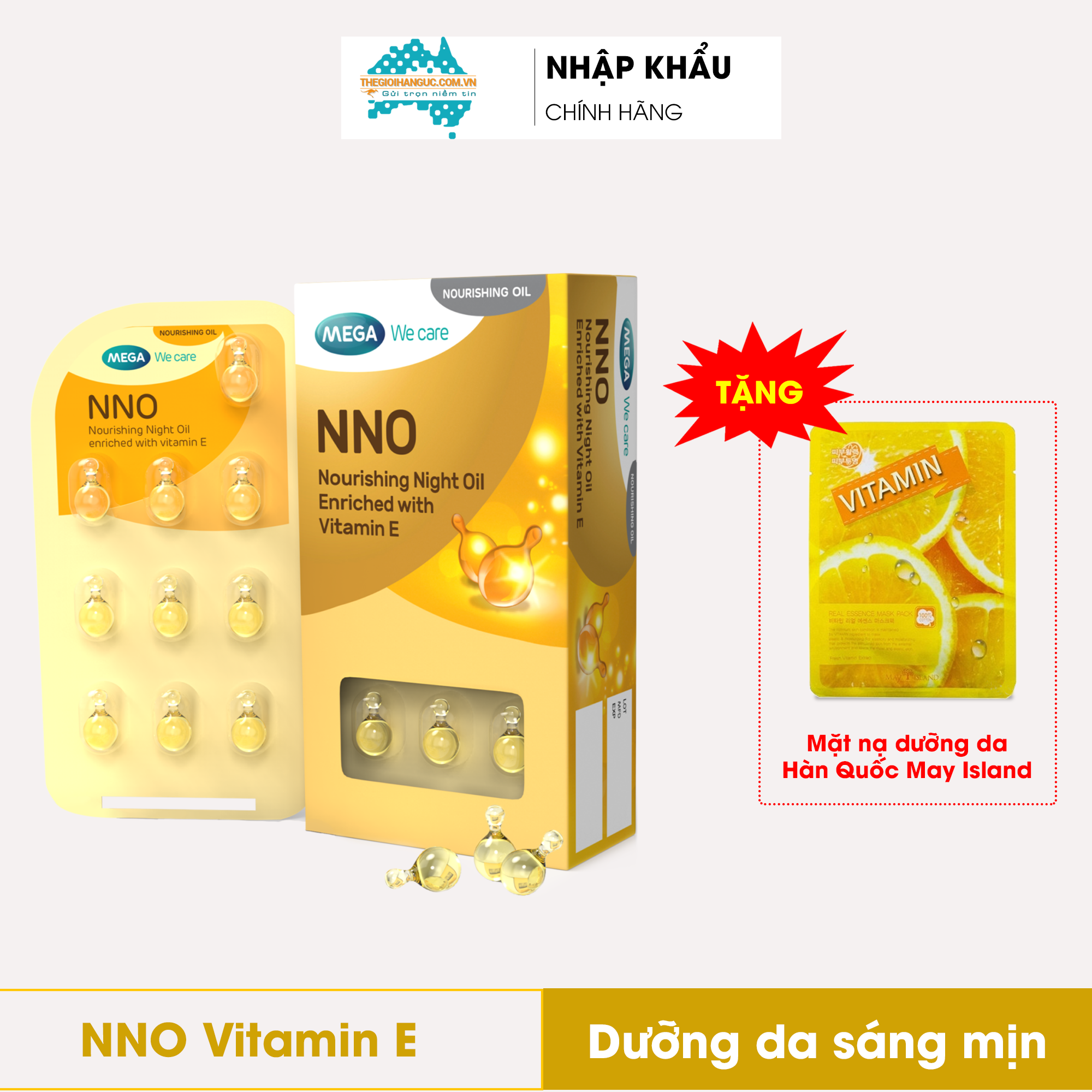 [Hàng Chính Hãng] Viên Dưỡng Da Nno Vitamin E - Khóa Ẩm Dưỡng Da Sáng Mịn (Dạng Vỉ 10V 30V)