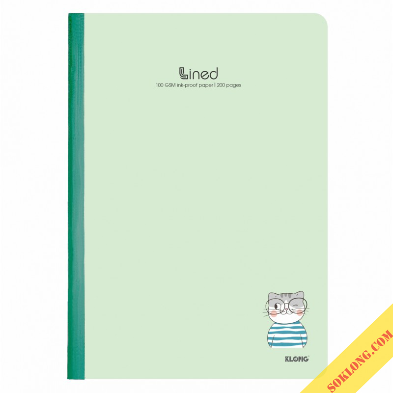 Vở 200 trang A4 may dán gáy Lined Klong MS 848 tập sổ Klong giấy 100gsm bìa dễ thương cute-VPP KLONG