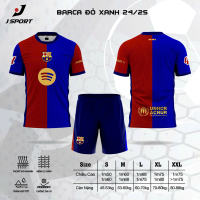 Áo Đá Bóng Đồ Đá Banh Barca xanh sọc đỏ 2025 Vải Thun Lạnh Cao Cấp