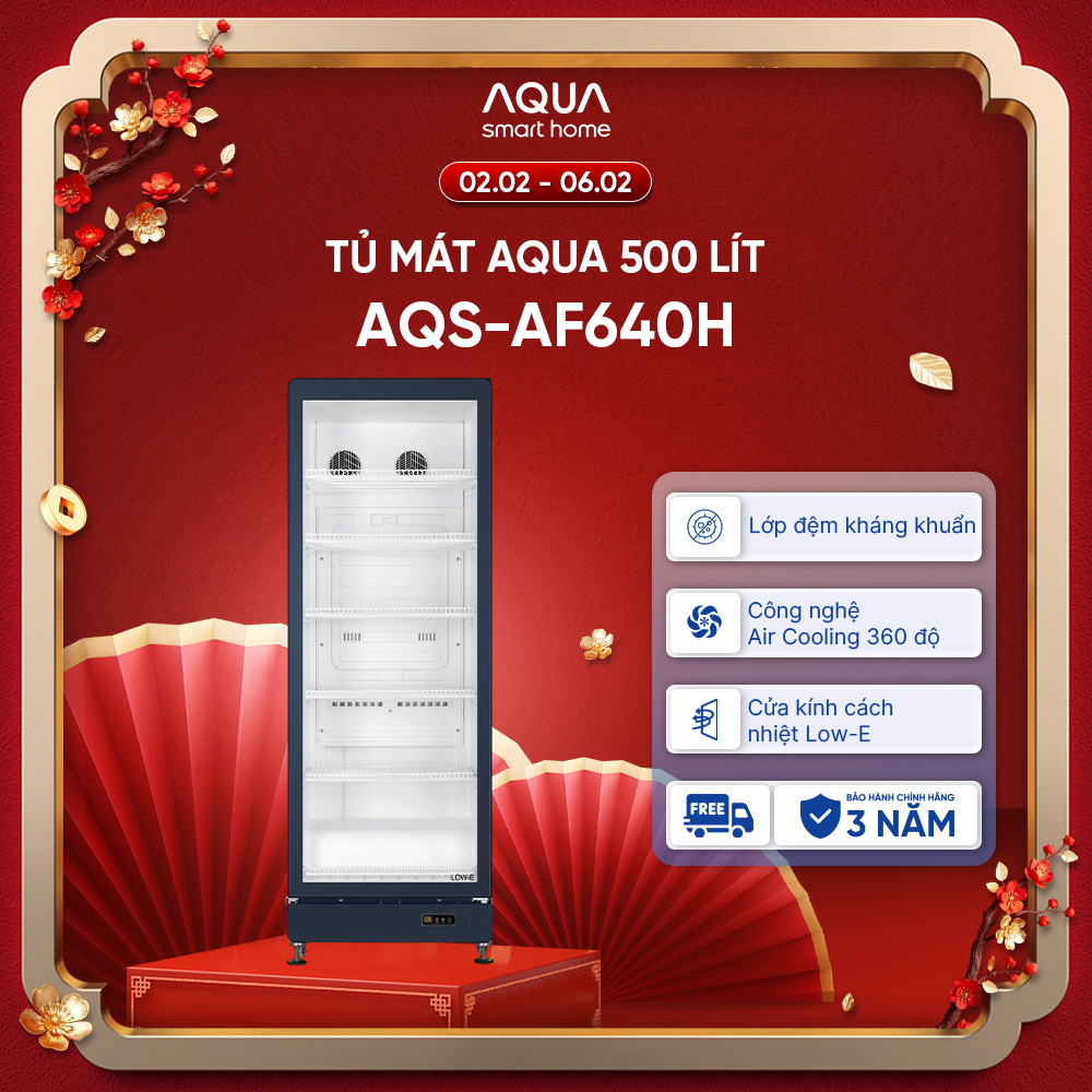 {SẢN PHẨM MỚI 2025] Tủ mát AQUA 500 lít AQS-AF640H - Làm lạnh 360 độ - 6 ngăn mát - Freeship