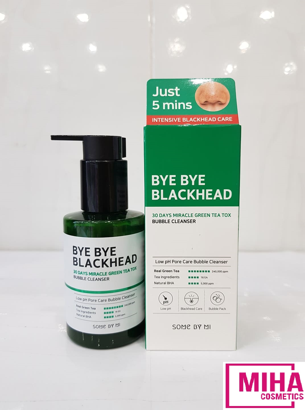 [Hcm]Sữa Rửa Mặt Sủi Bọt Giảm Mụn Đầu Đen Some By Mi Bye Blackhead 30 Days Greentea Tox 120G