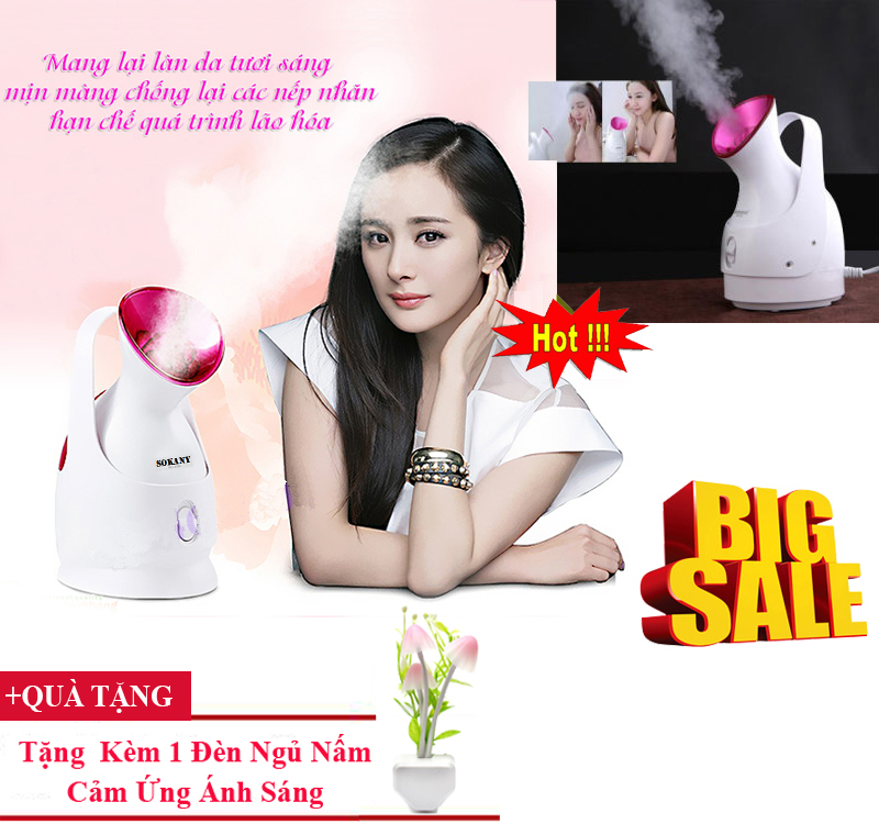 [ Hàng Công Ty ] Ban May Xong Hoi Mat Máy Xông Hơi Mặt Phun Sương Sokany - Phiên Bản Đang Gây Sốt Cho Chị Em Hiện Nay. Sử Dụng Với Nước Hoặc Tinh Dầu Cho Làn Da Đẹp Mịn Màng. Tặng 1 Đèn Ngủ Nấm - Giá Giảm Đến 50% Hôm Nay!
