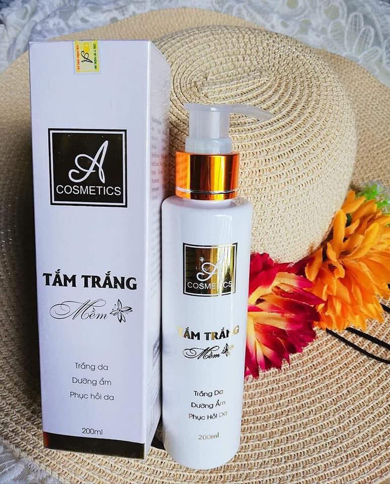 Combo 2 Chai Tắm Trắng Mềm A Cosmetic 200Ml Siêu Trắng Da Không Ăn Nắng