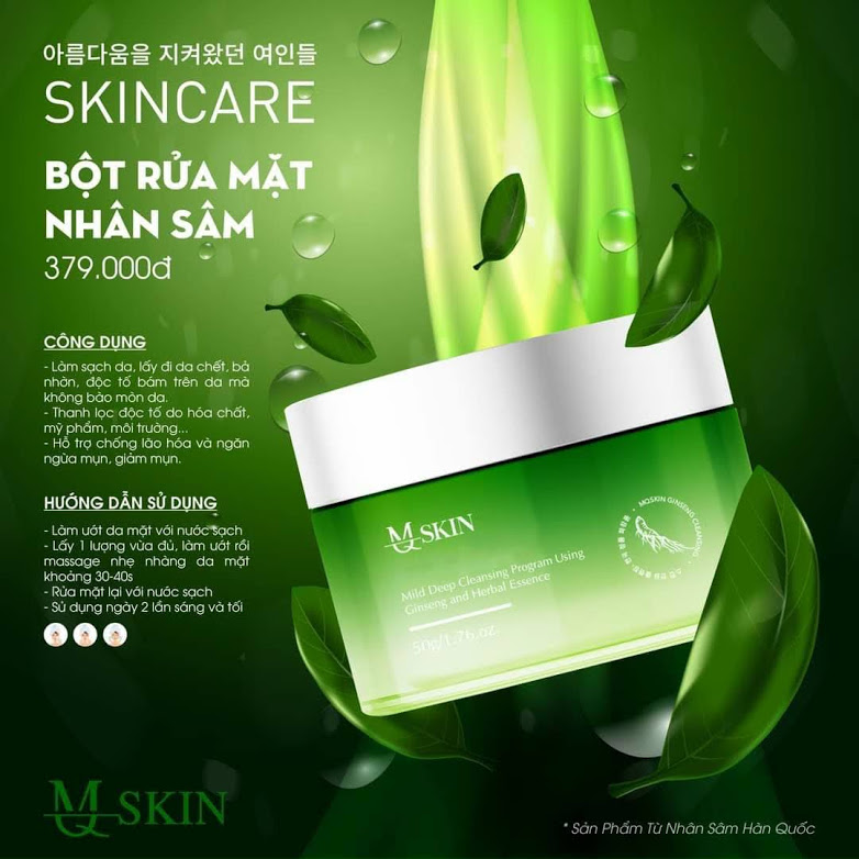 Bột Rửa Mặt Nhân Sâm Căng Bóng Ngăn Ngừa Mụn Mq Skin