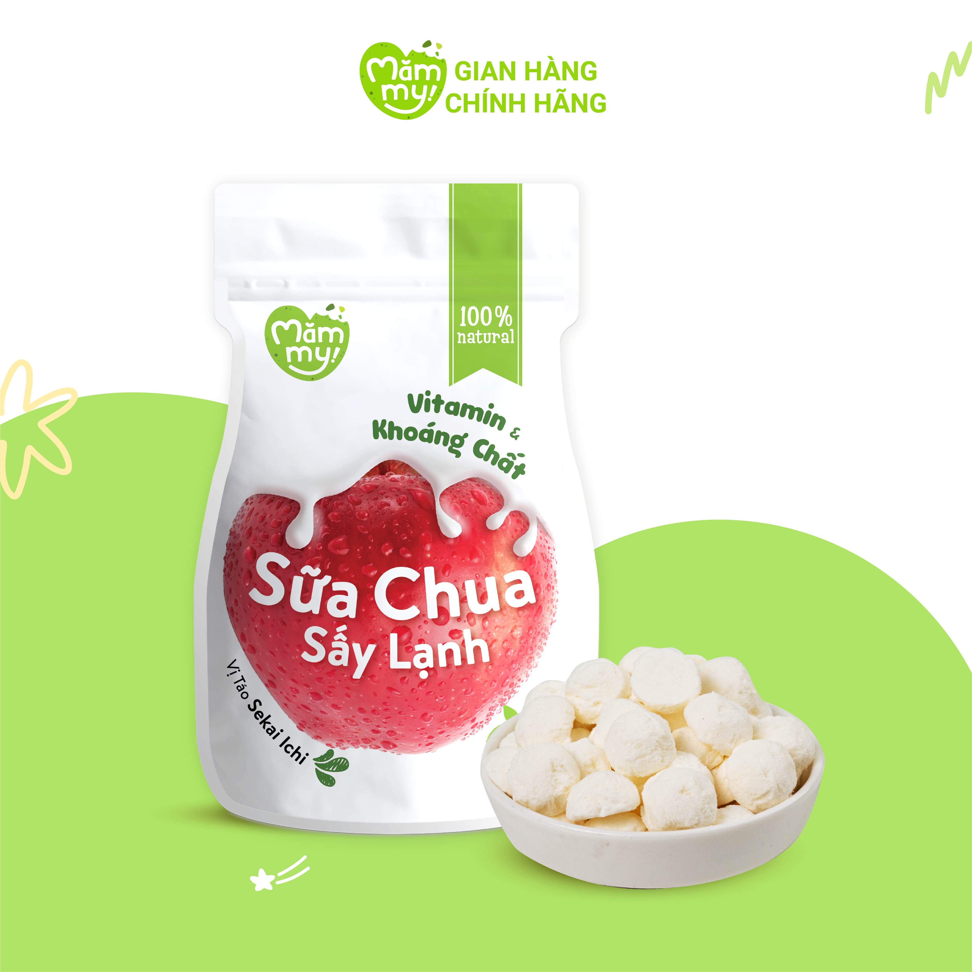 Sữa chua sấy lạnh Mămmy 5 vị: Tổ yến Táo Dâu Chuối và Nguyên bản chống hóc bổ sung vitamin cho bé từ