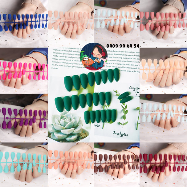 [HCM][Sẵn Keo Và Dụng Cụ] Móng Giả - Nail Đơn Màu Sơn Mịn - Form Dài Nhọn - BST JP707