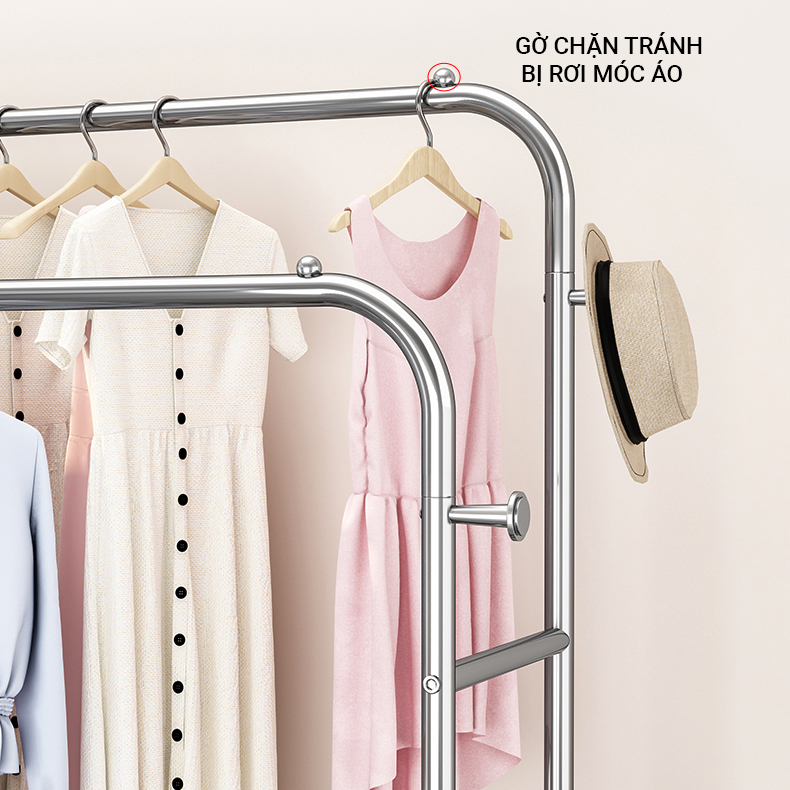 [̣ ̂́] Giá treo quần áo Inox Kệ treo Quần Áo phơi đồ kèm giá để giày CAO CẤP VANDO
