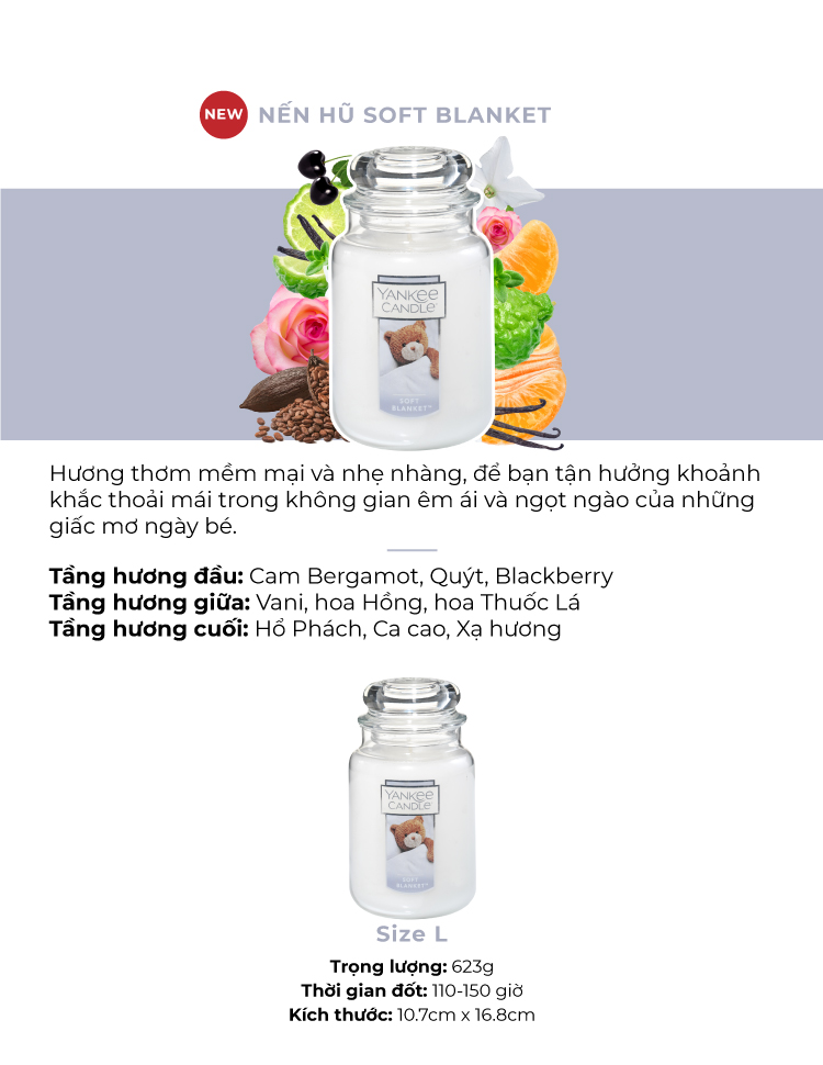 Nến thơm hũ CHÍNH HÃNG Yankee Candle size L (623g) - BST mùi hương đặc biệt