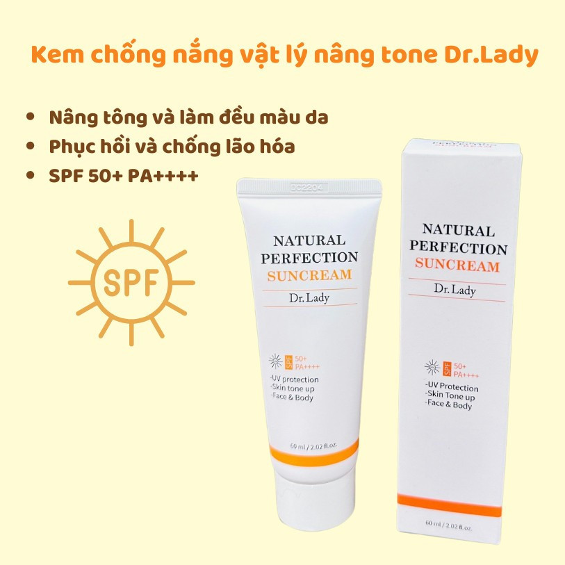 (MẪU MỚI) Kem chống nắng Dr Lady Natural PERFECTION Suncream 60ml HÀN QUỐC