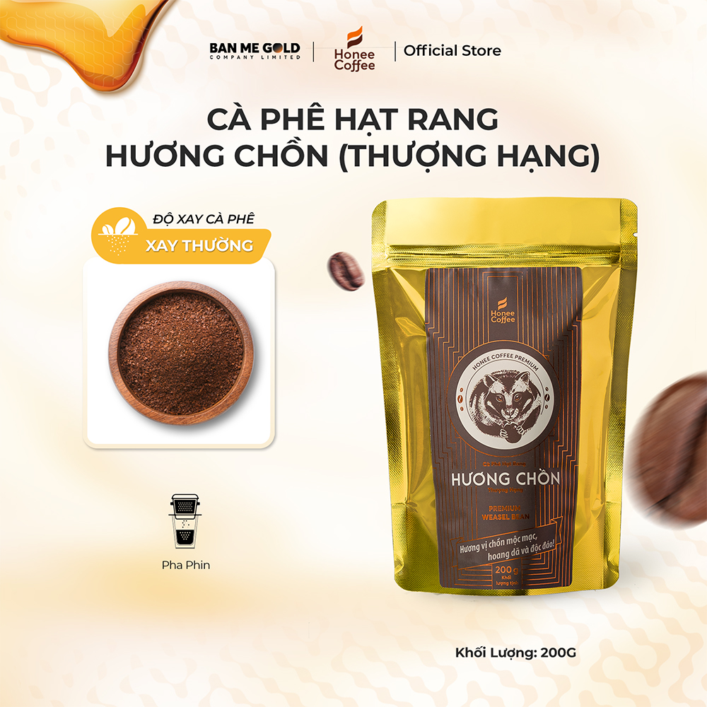 [THƯỢNG HẠNG] Cà Phê Hương Chồn - Hạt Rang Mộc Nguyên Chất (200g) Cafe Chồn Nguyên Chất Chính Hãng B