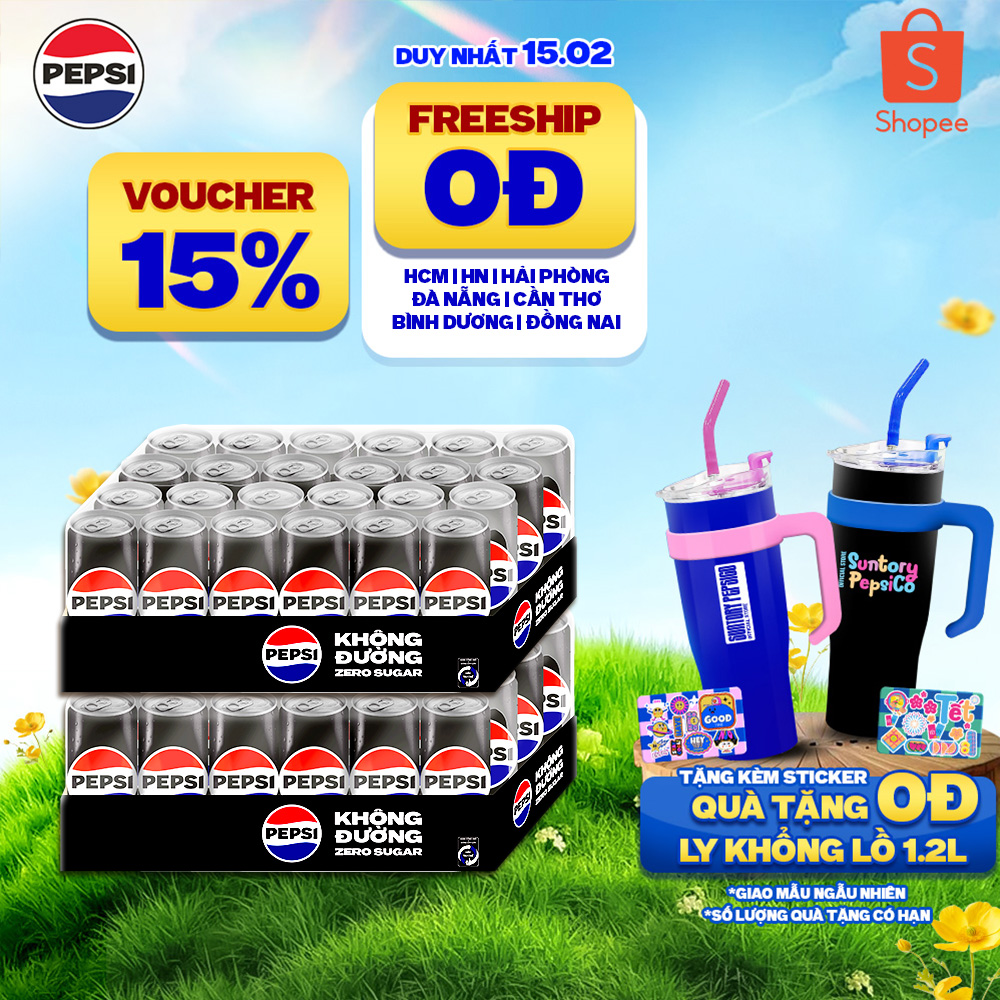 Combo 2 Thùng 24 Lon Pepsi Không Calo (320ml/lon)