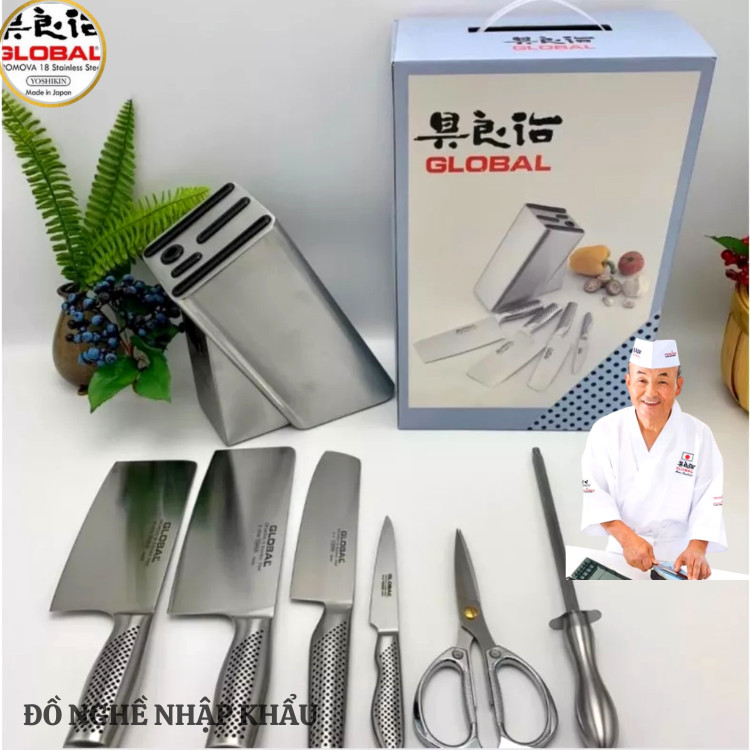 Bộ dao nhà bếp 7 Món Cao Cấp Thương Hiệu Global Nhập Khẩu Từ Nhật Bản -Thép trắng không gỉ
