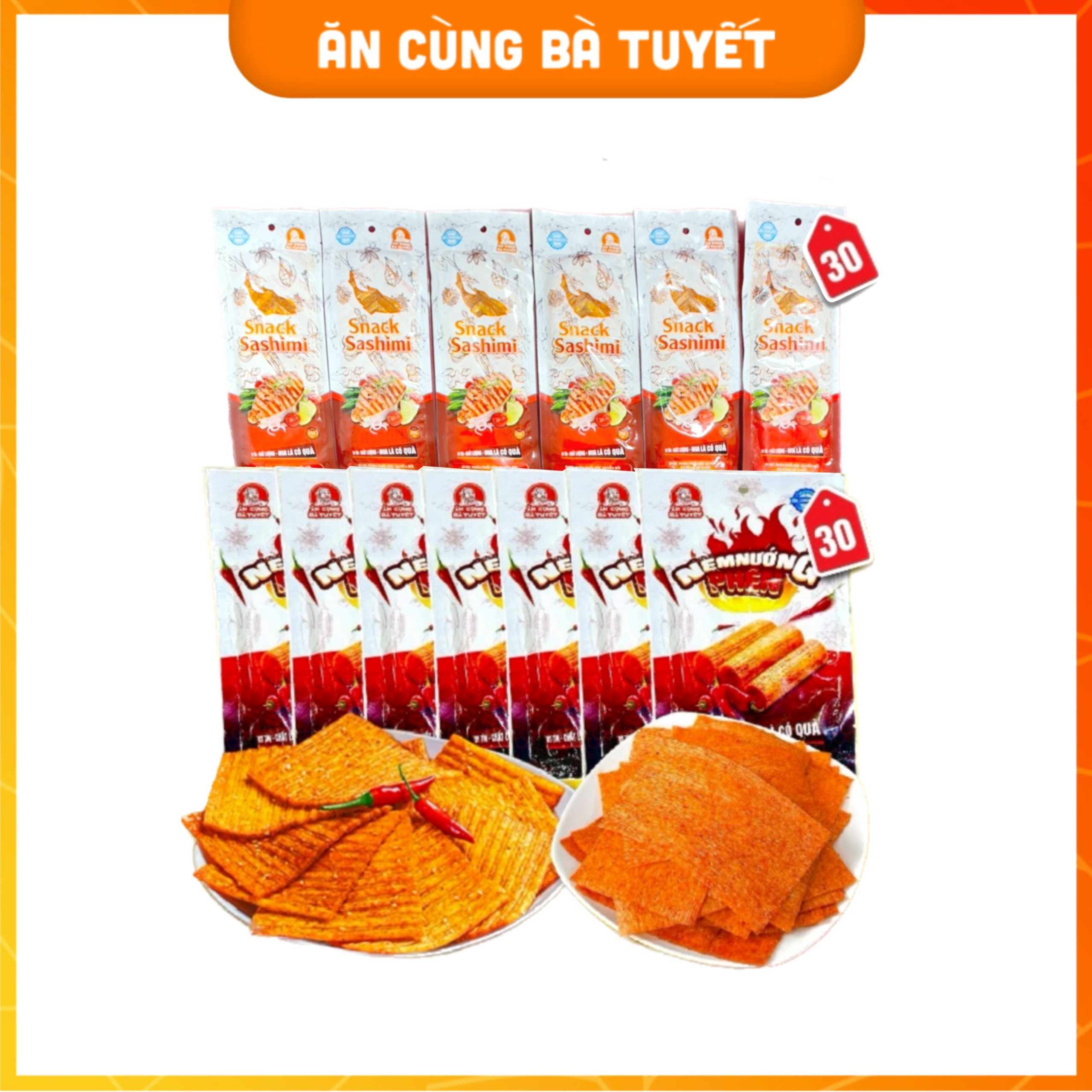 [ Tặng 20 gói T.dừa] Combo 60 gói Snack Siêu Ngon-  Đồ Ăn Vặt Snack Ăn Cùng Bà Tuyết Đồ Ăn Vặt Việt 