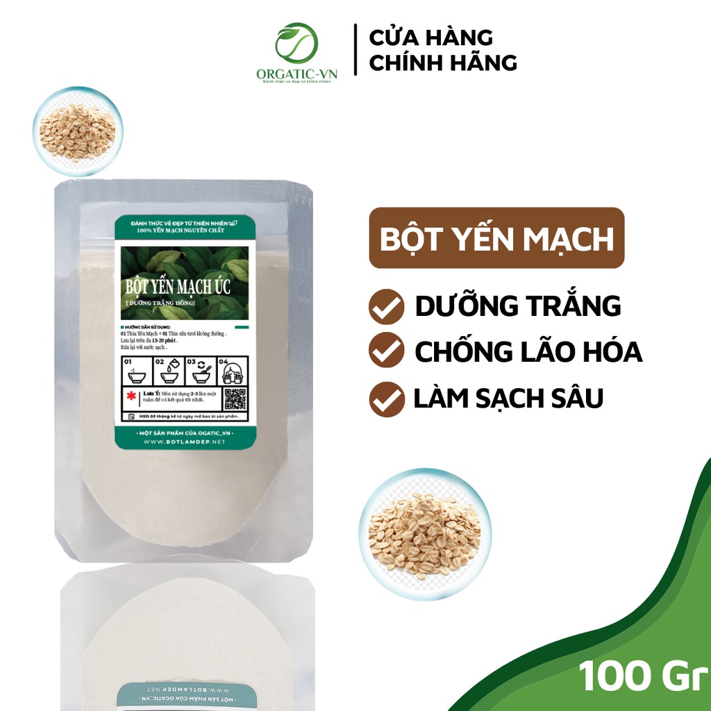 [ 100GR ] Bột yến mạch xay mịn nguyên chất - Bột handmade -  Giảm Mụn Mát Da- Mỹ phẩm Handmade - giảm cân làm đẹp