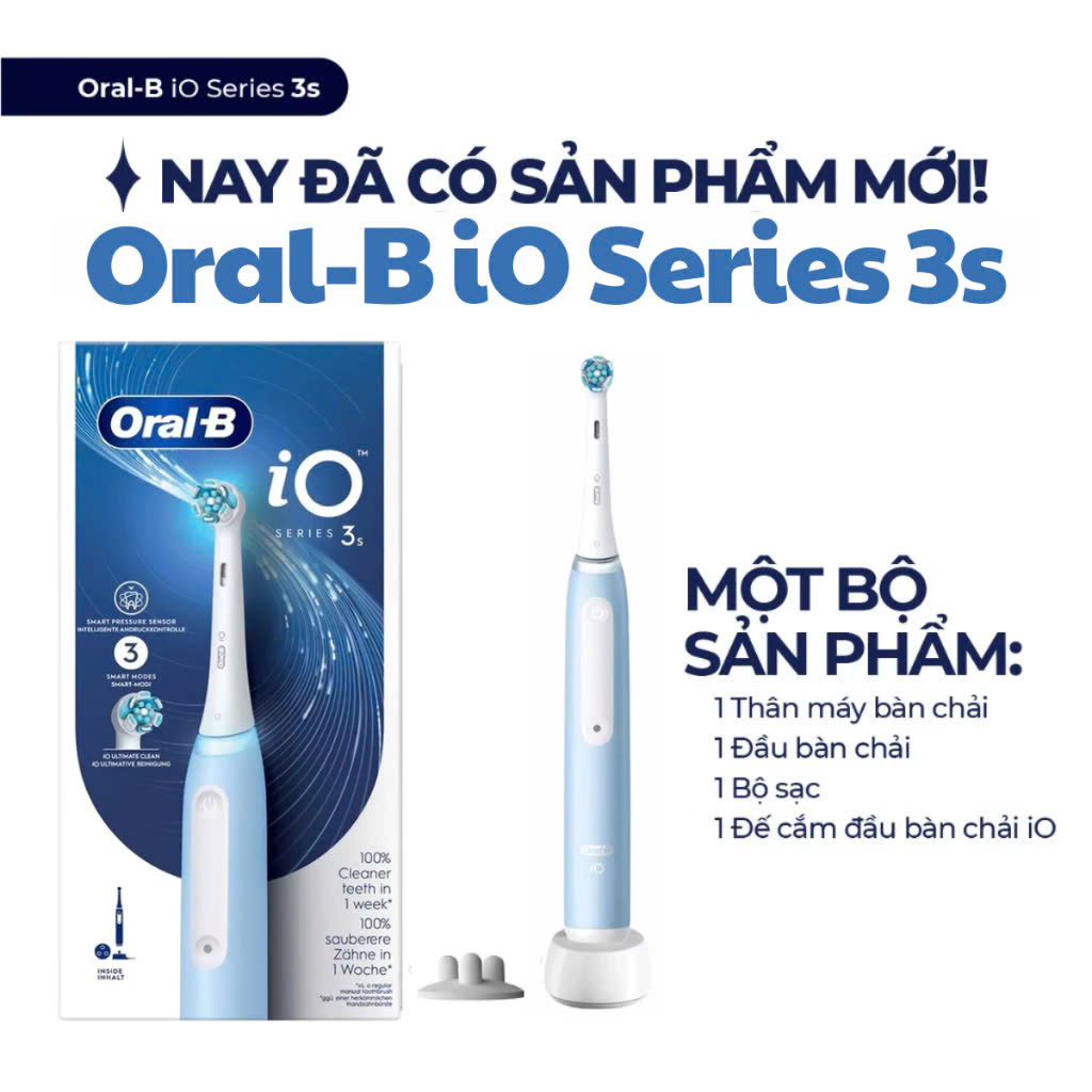 Bàn Chải Điện Oral-B iO Series 3 - 3 Chế Độ Làm Sạch Cảm Biến Áp Suất Hẹn Giờ 2 Phút Loại Bỏ Mảng Bá