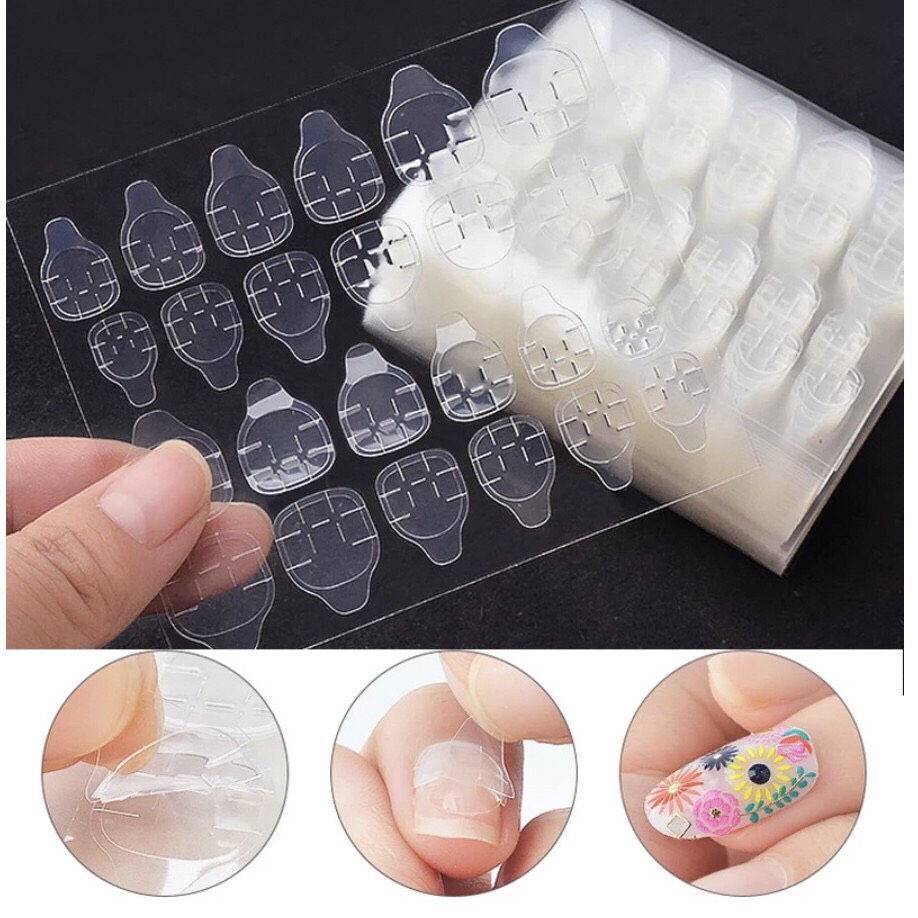 [Hcm] - [Set 2 Vỉ] - 48 Miếng Keo Dán Móng Tay Úp Nails Hai Mặt Không Làm Hư Móng Tiện Lợi