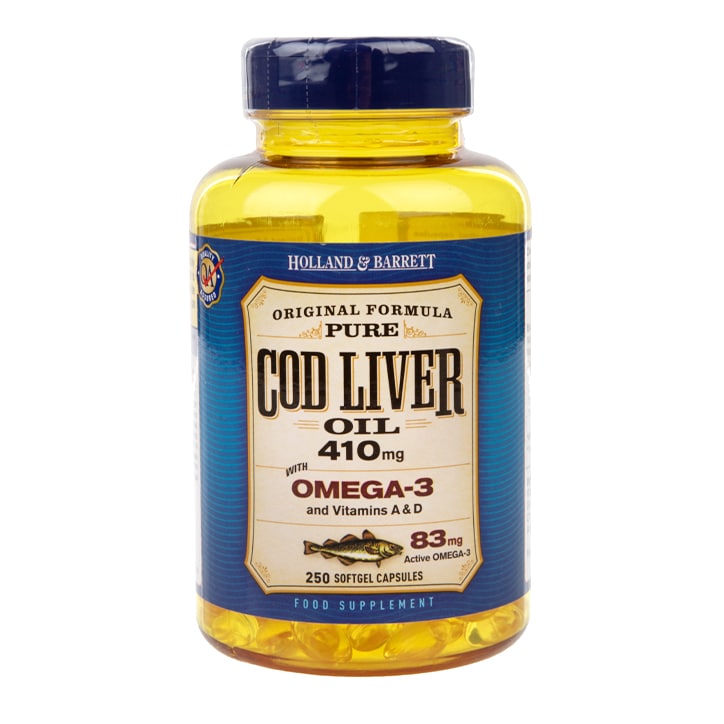 Dầu Gan Cá Tuyết - Holland & Barrett Cod Liver Oil 410Mg 250 Viên