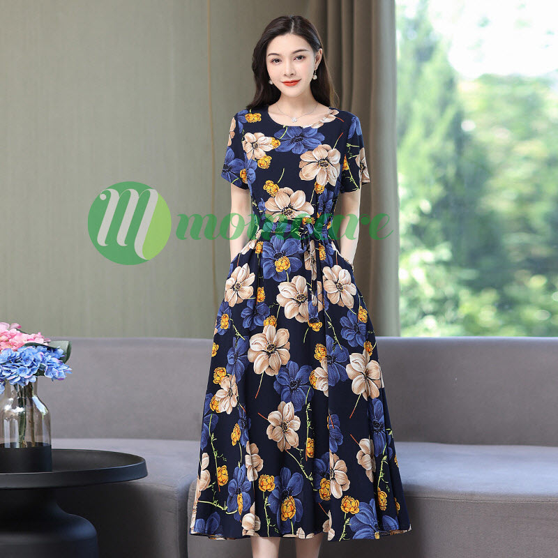 Váy trung niên nữ đẹp dáng dài V05 - Đầm cho mẹ bà người lớn tuổi trung tuổi 50 60 70 80 thời trang 