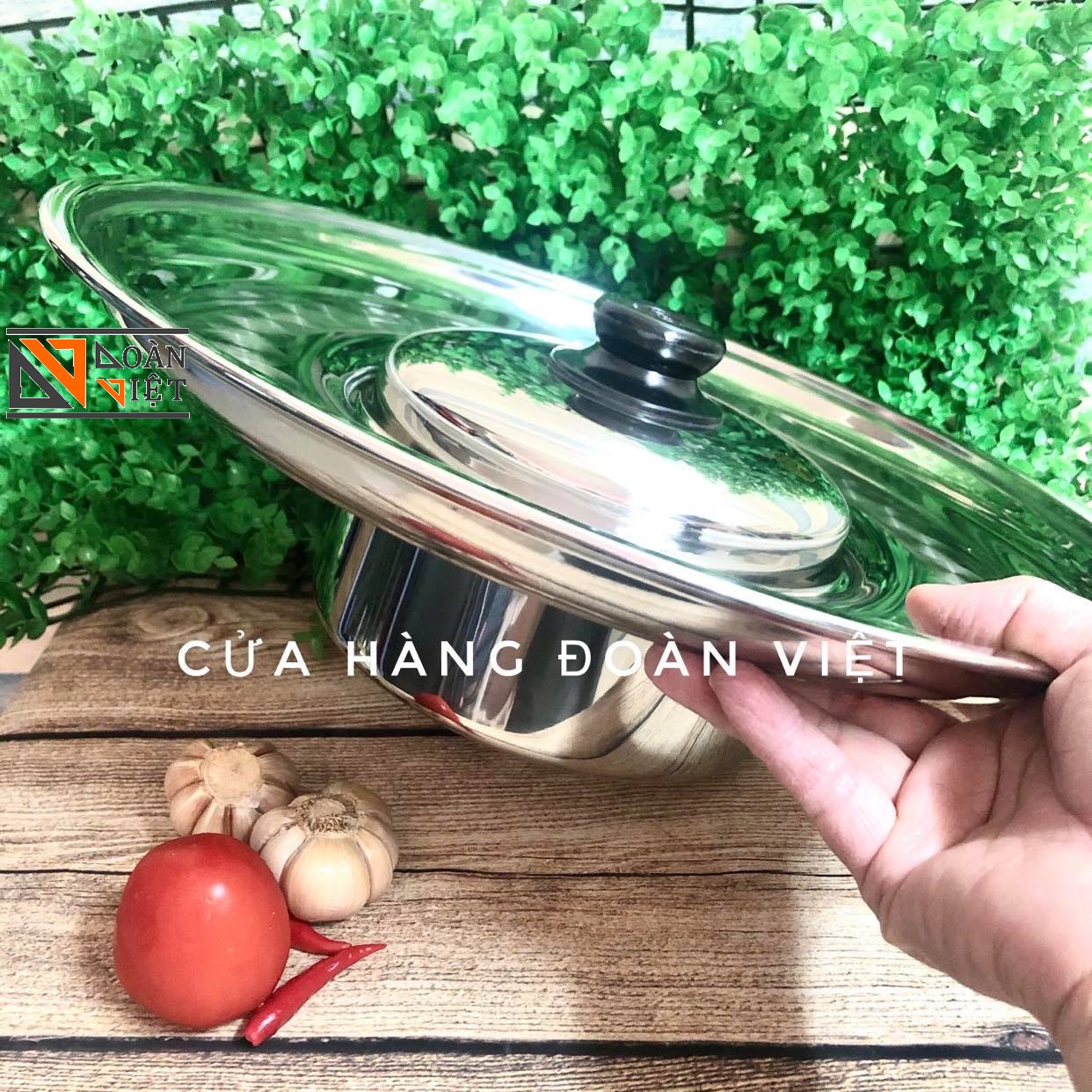 Nồi Lẩu Sống Nồi Lẩu Mâm - Inox SUS 304 Cao Cấp- Nồi 18 cm - Mâm Vành 40 cm - Dày bóng đẹp