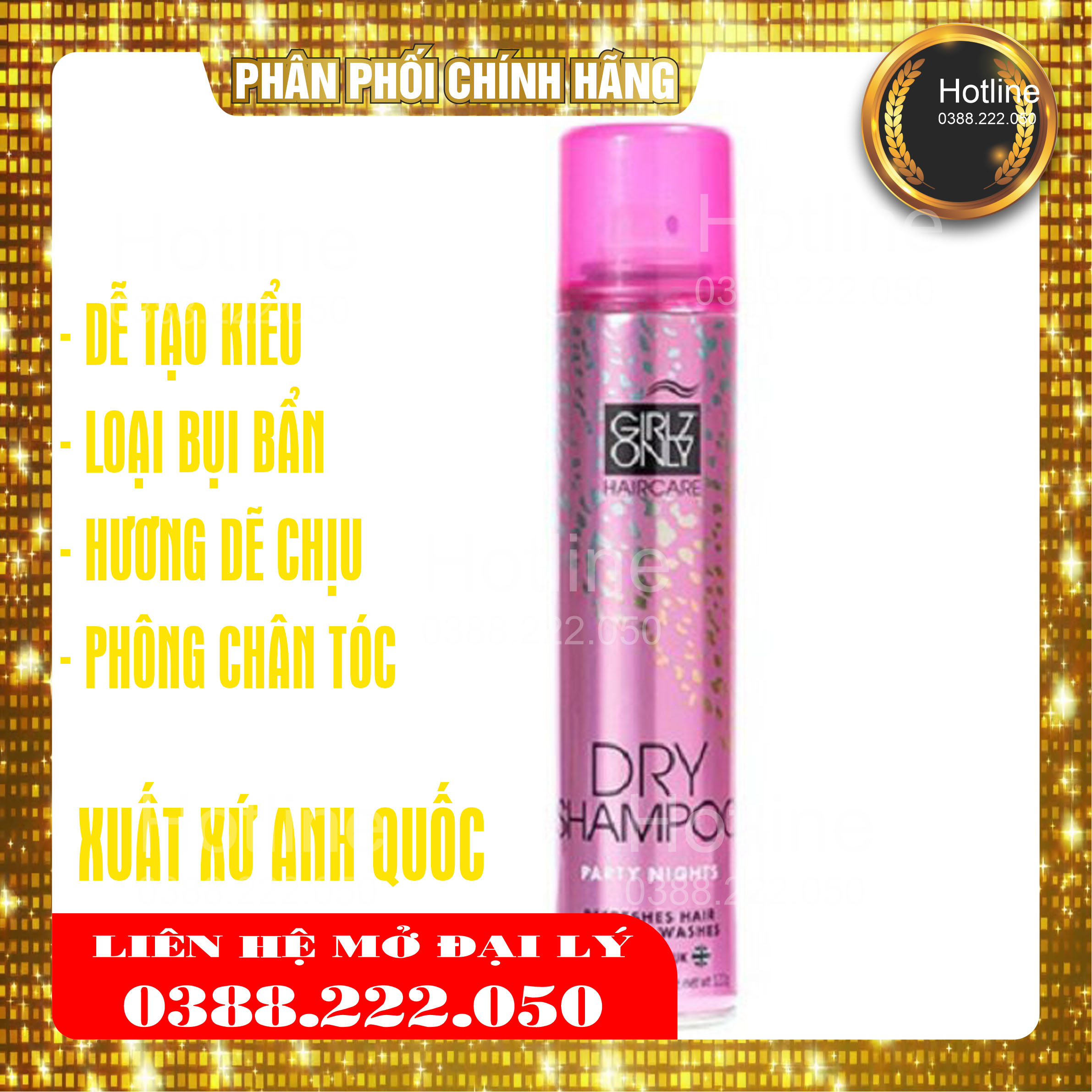 Dầu Gội Khô Hương Hoa Quyến Rũ Girlz Only Dry Shampoo Party Nights Chính Hãng