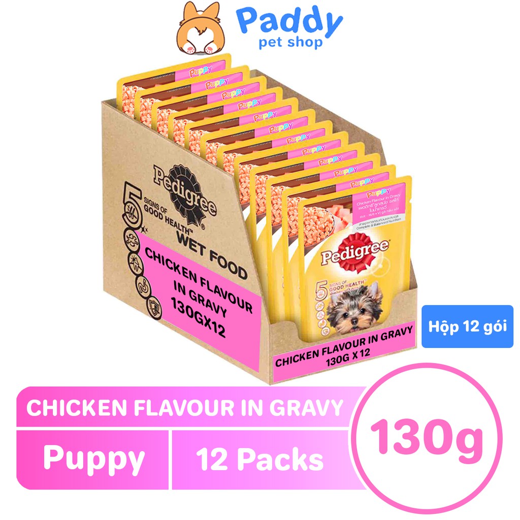 [Hộp 12 Gói] Pate Cho Chó Con Pedigree - Gà Nấu Sốt 130g