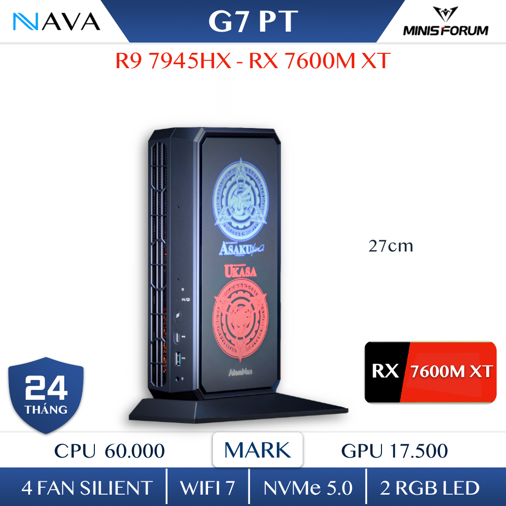Mini PC Gaming  AtomMan G7 PT Mini PC Gaming AMD AI R9 7945HS Radeon RX 7600M Minisforum Ryzen 9