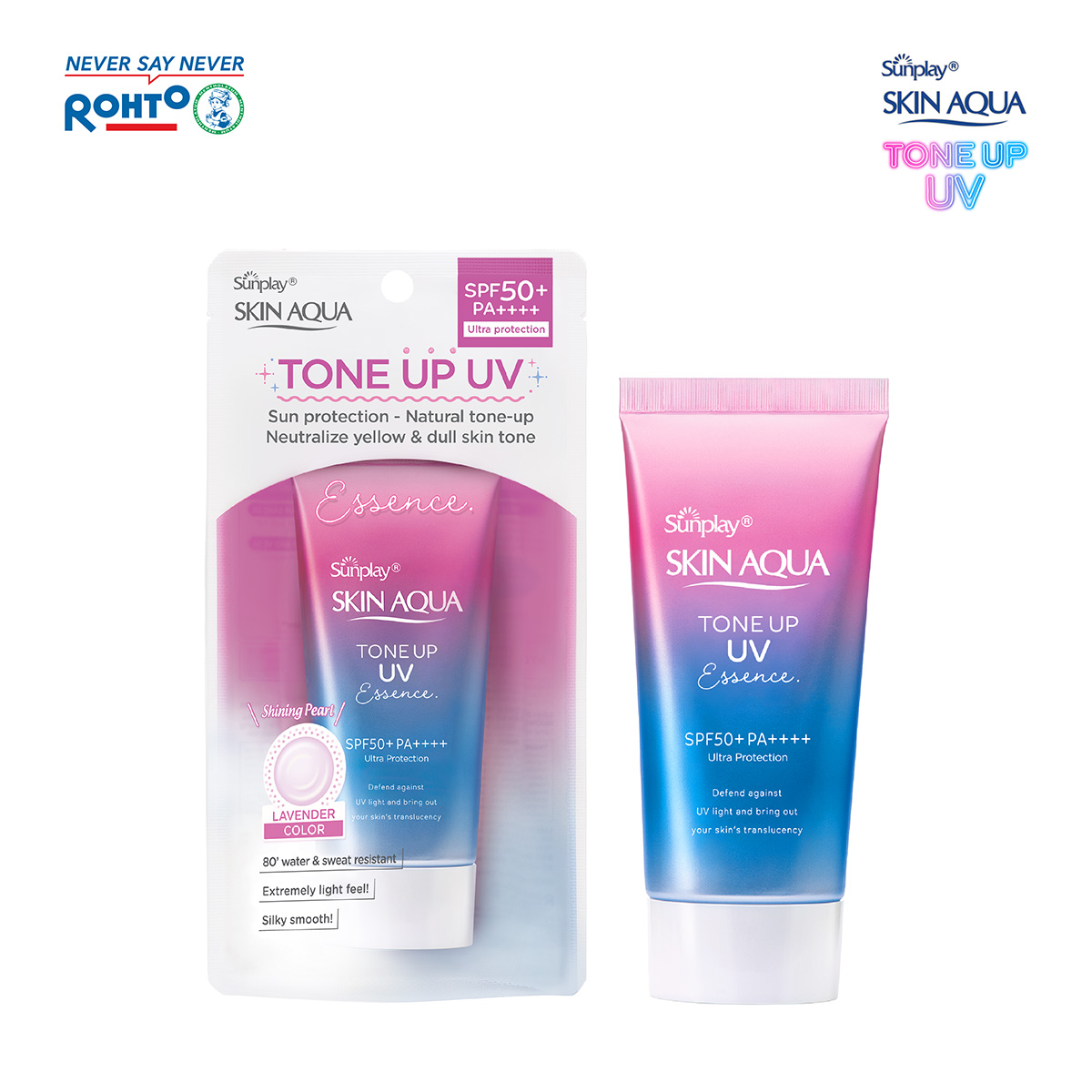 Kem chống nắng nâng tông Skin Aqua Tone up Lavender cho da tối màu & da vàng dạng tinh chất Sunplay 