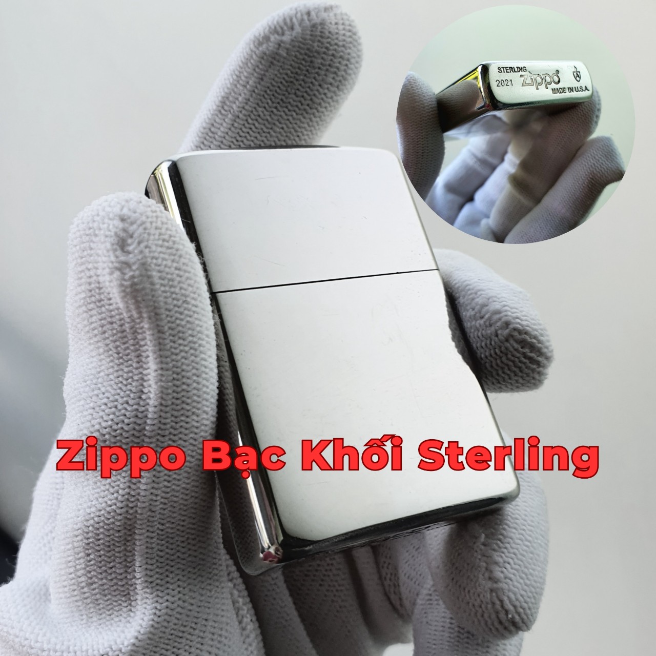 Bật Lửa Zippo Bạc Khối Sterling Armor 2022 ( Tặng Phụ Kiện) Hột Quẹt Xăng Đá Zippo