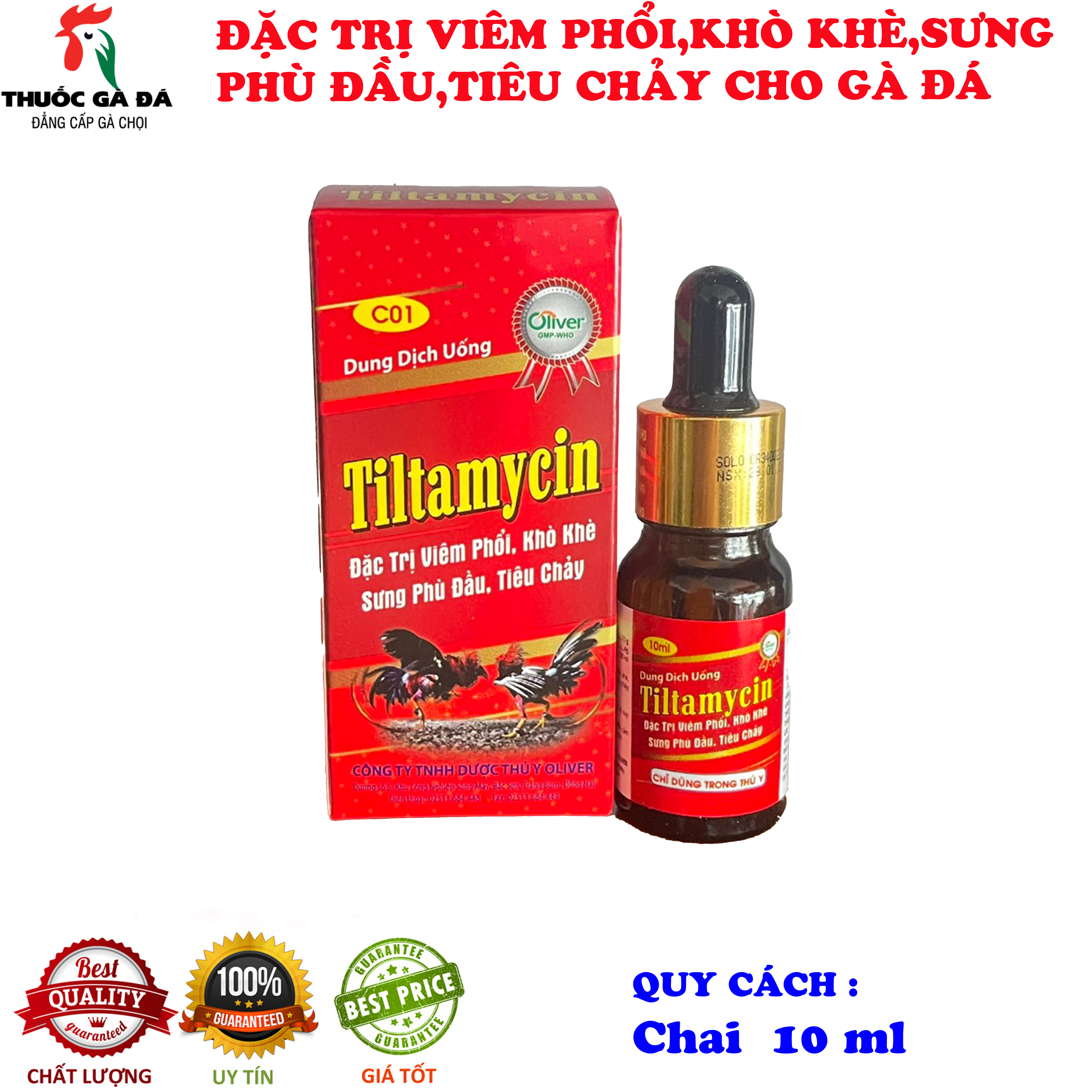 Tiltamycin 10 ml Khò khè sưng phù đầu tiêu chảy GÀ ĐÁ