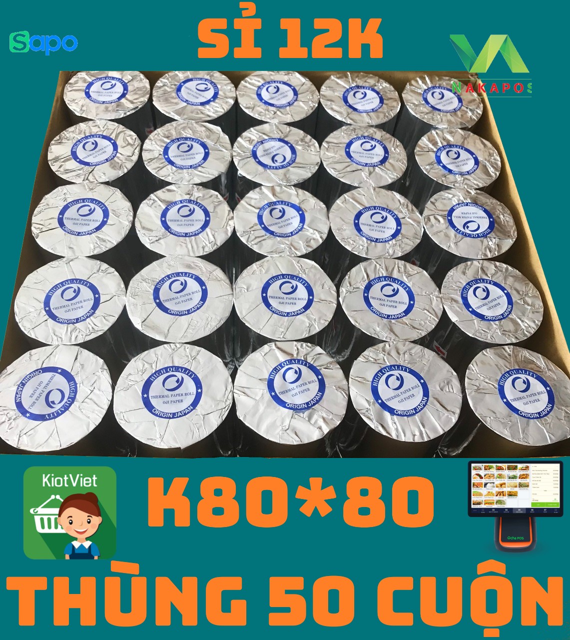 [ THÙNG GIẤY IN HOÁ ĐƠN ] Giấy In Bill Máy Ocha K80x80 - Giấy In Đơn Hàng K80*80 Giấy In Nhiệt K80 G