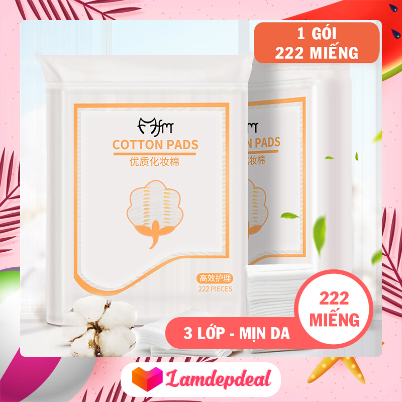 Bông Tẩy Trang Túi 222 Miếng Tẩy Trang 3 Lớp Cotton Pads Tẩy Trang Nhanh Chóng Sạch Đẹp Dễ Dàng Sử Dụng
