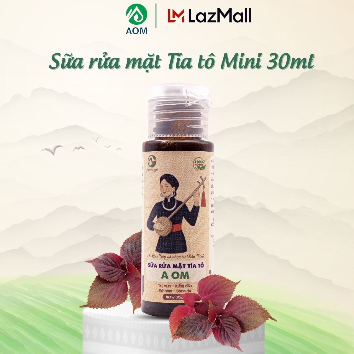 [MỚI] Sữa Rửa Mặt Tía Tô Alpha Arbutin Trắng Da, Giảm Thâm Nám A Om Sapa 120ml