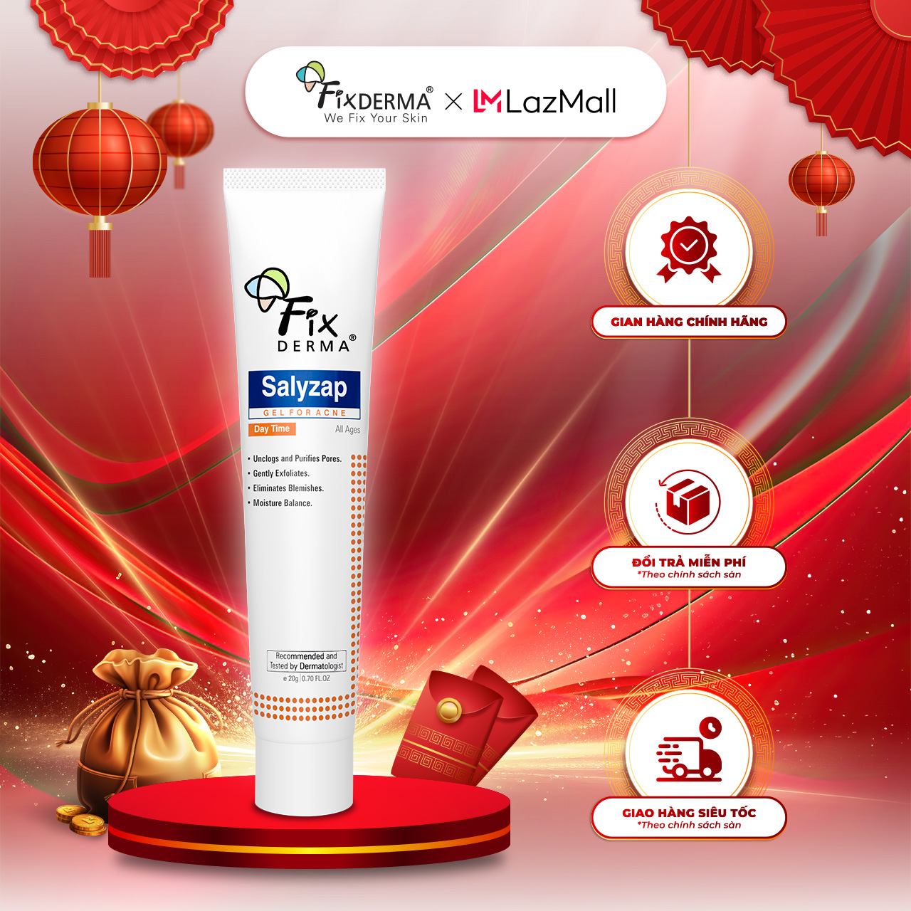 Chấm Mụn FIXDERMA Salyzap Gel For Acne Day Time Hỗ Trợ Giảm Mụn Giúp Thông Thoáng Lỗ Chân Lông Ban N